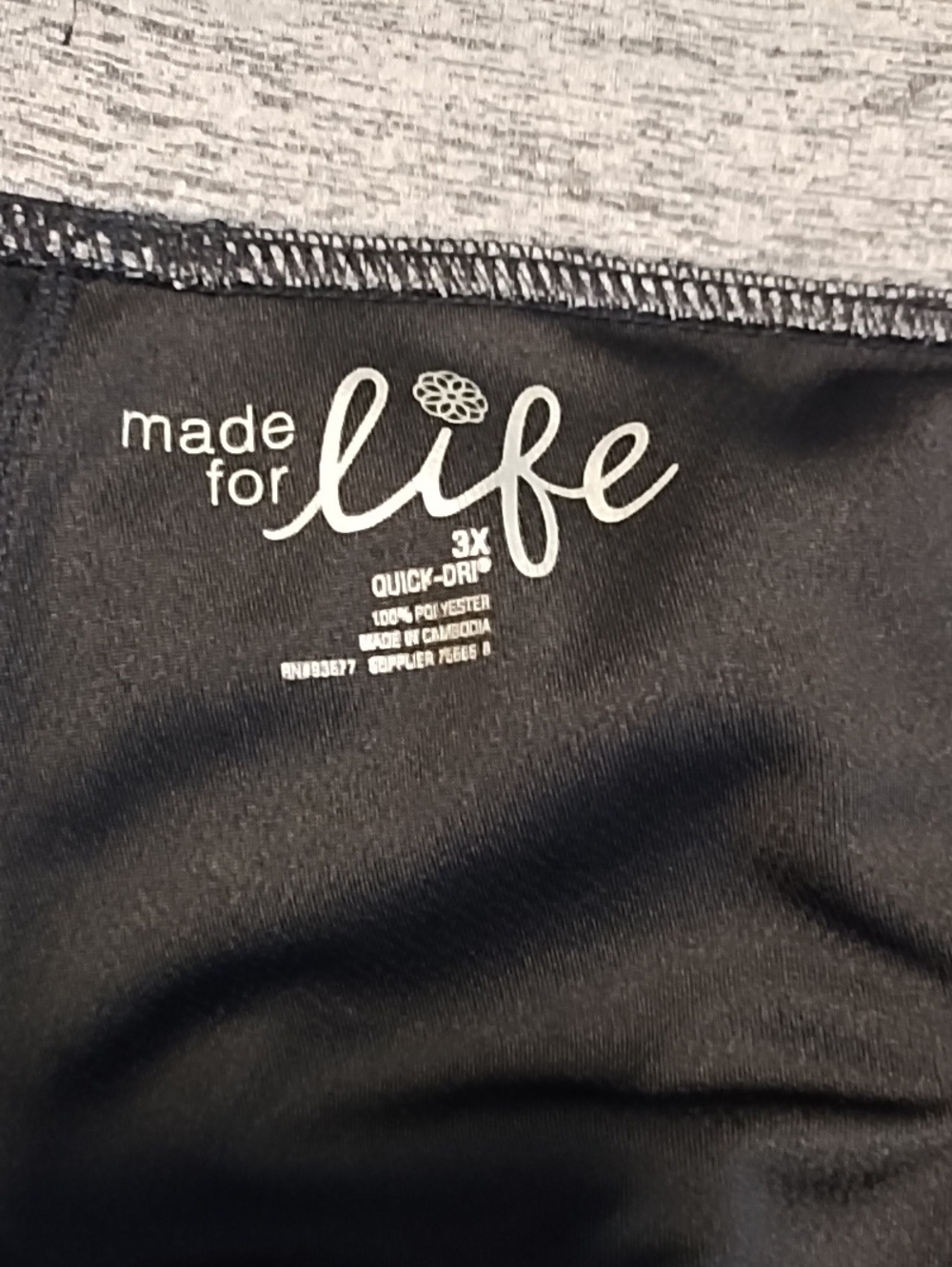 Made for Life Black and Gray Activewear Top